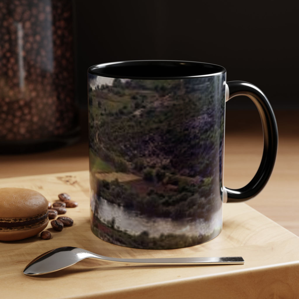 Riverside Landscape Coffee Mug | Accent Black Handle and Rim