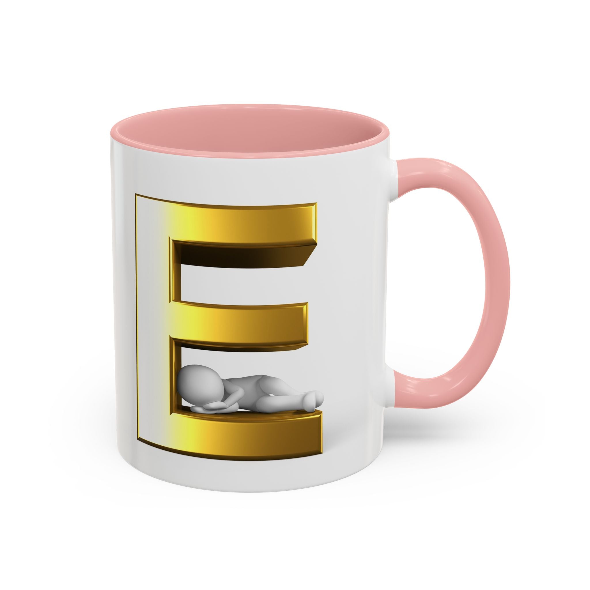 Gold 3D Buchstaben E Tasse | Akzent-Kaffeetasse
