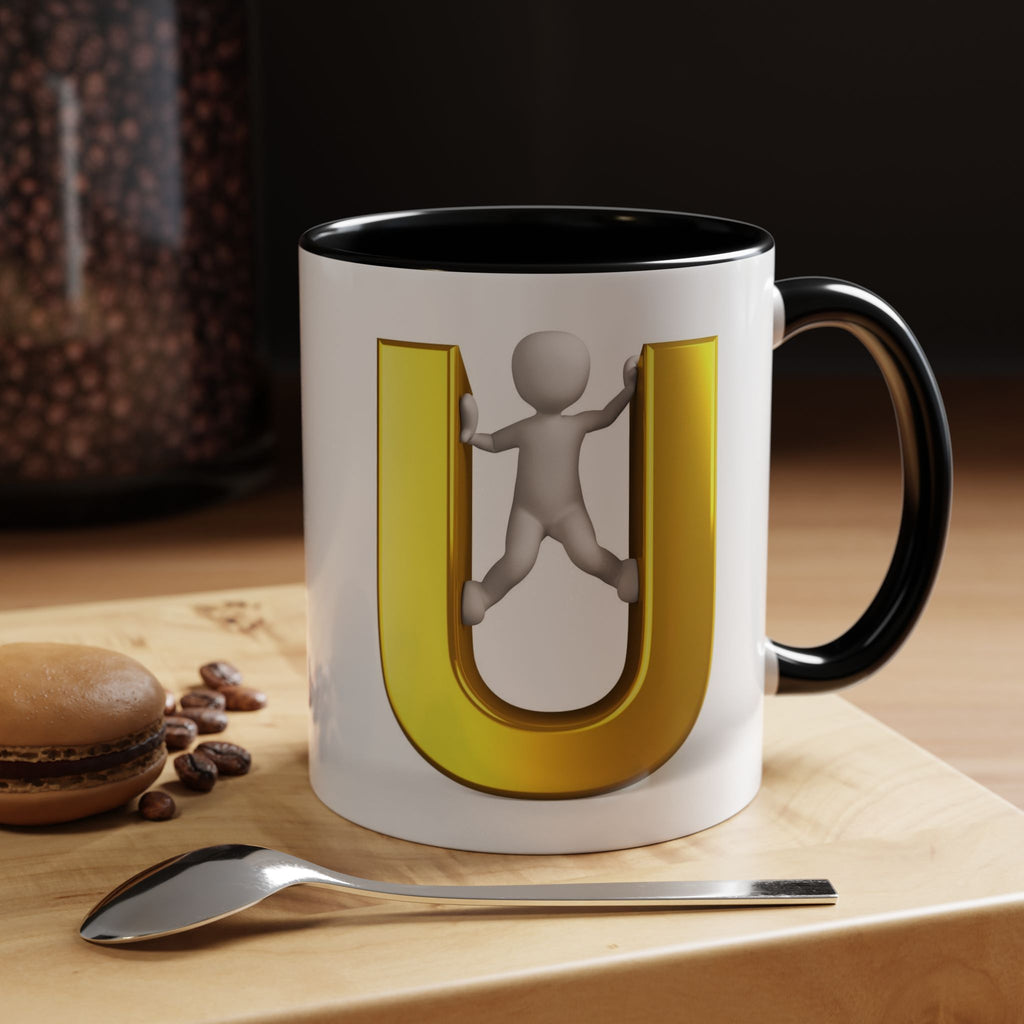 Mug en 3D avec lettre U dorée | Tasse à café 325 ml ou 440 ml
