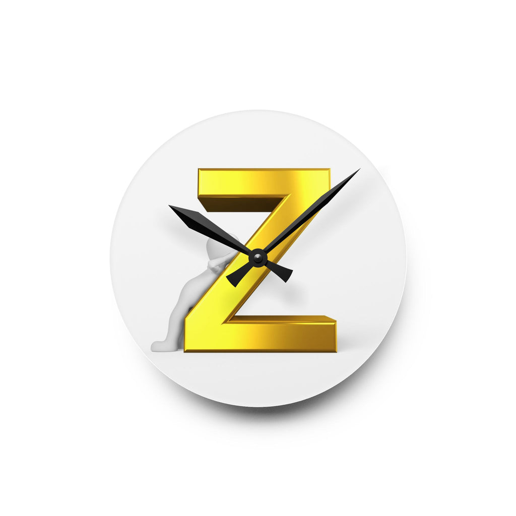 Gold 3D Letter Z Acrylic Wall Clock | Monogram Initial Decor