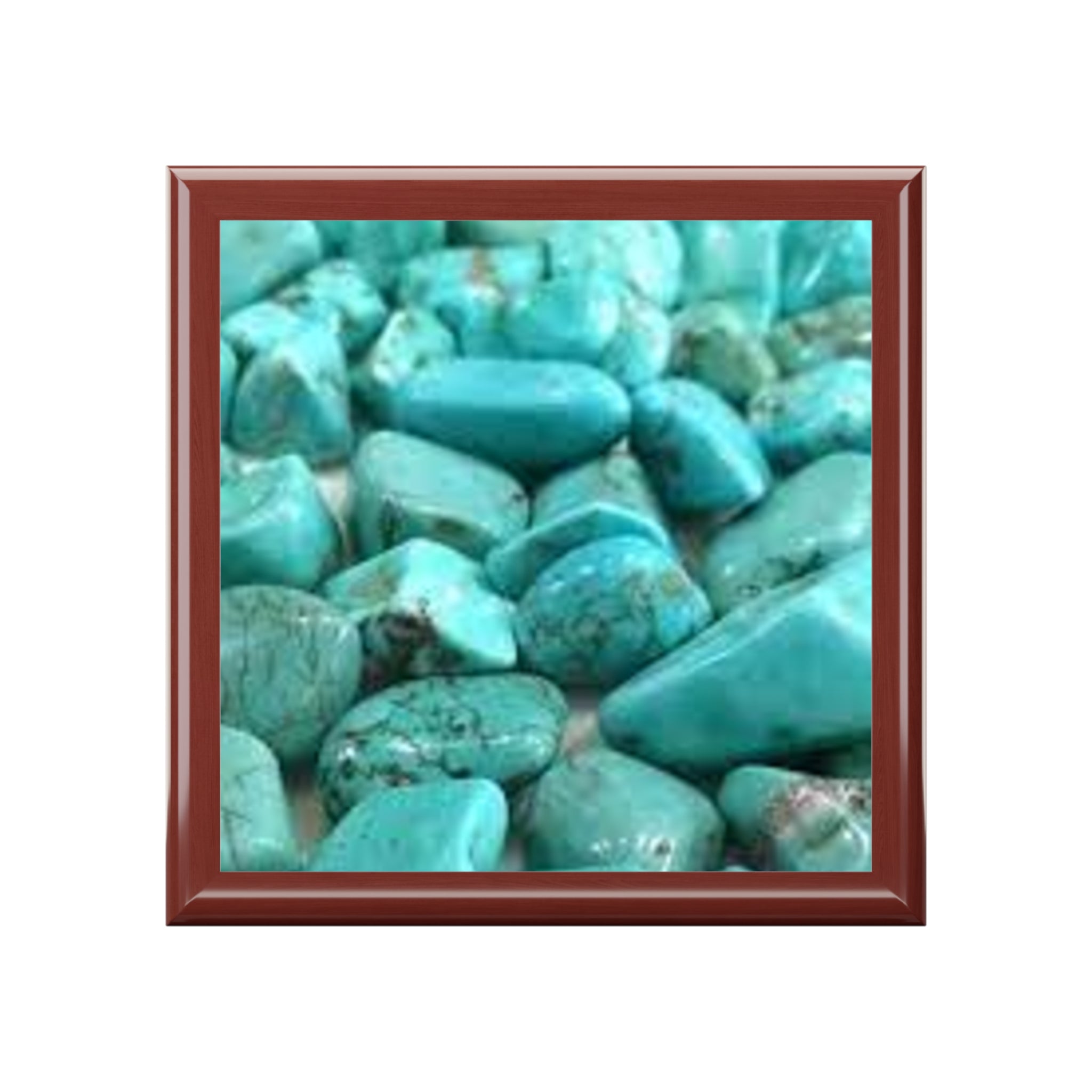 Turquoise Stone Pattern Jewelry Box | Blue Gemstone Trinket Box