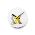Gold X Logo Acrylic Wall Clock | Minimal 3D Lettering