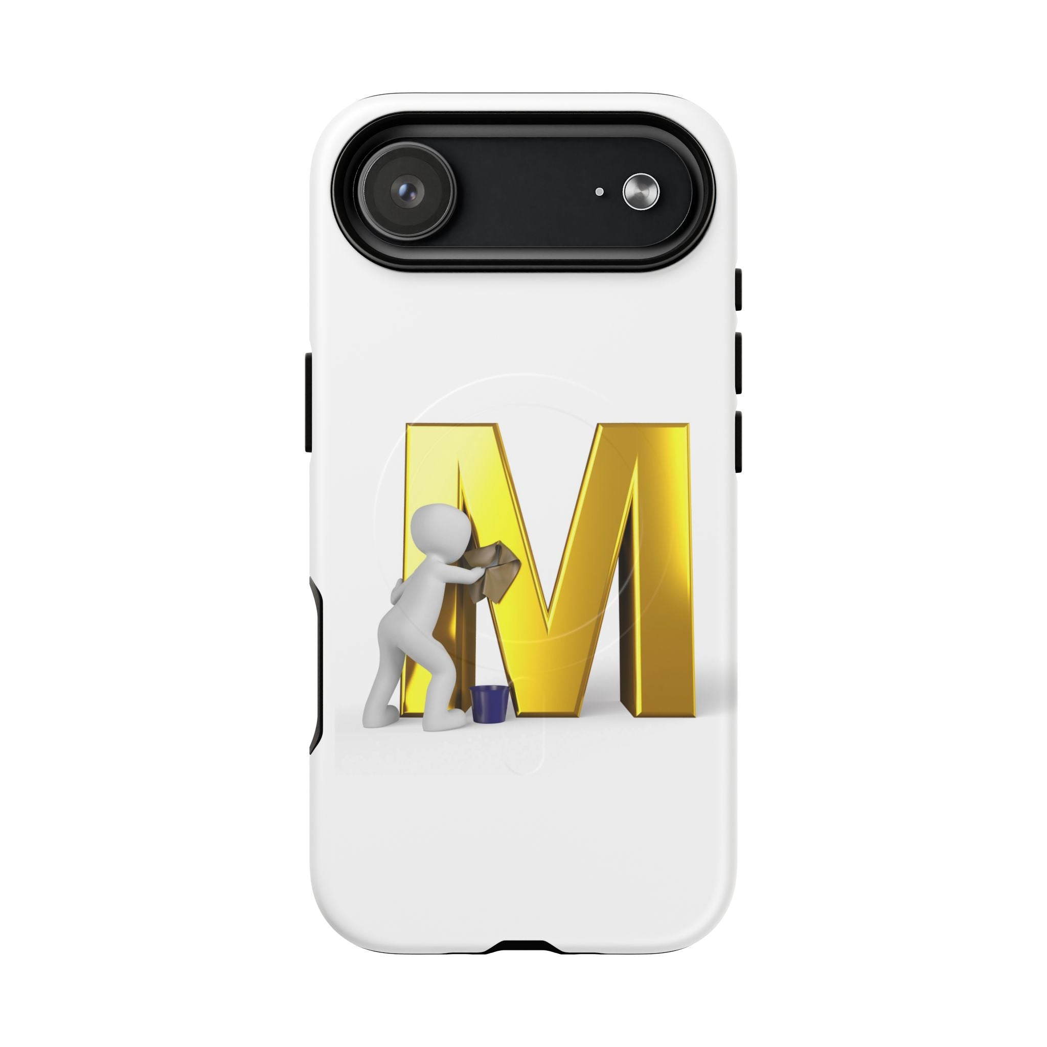 Coque de téléphone aimantée et robuste avec lettre M dorée | Coque magnétique résistante