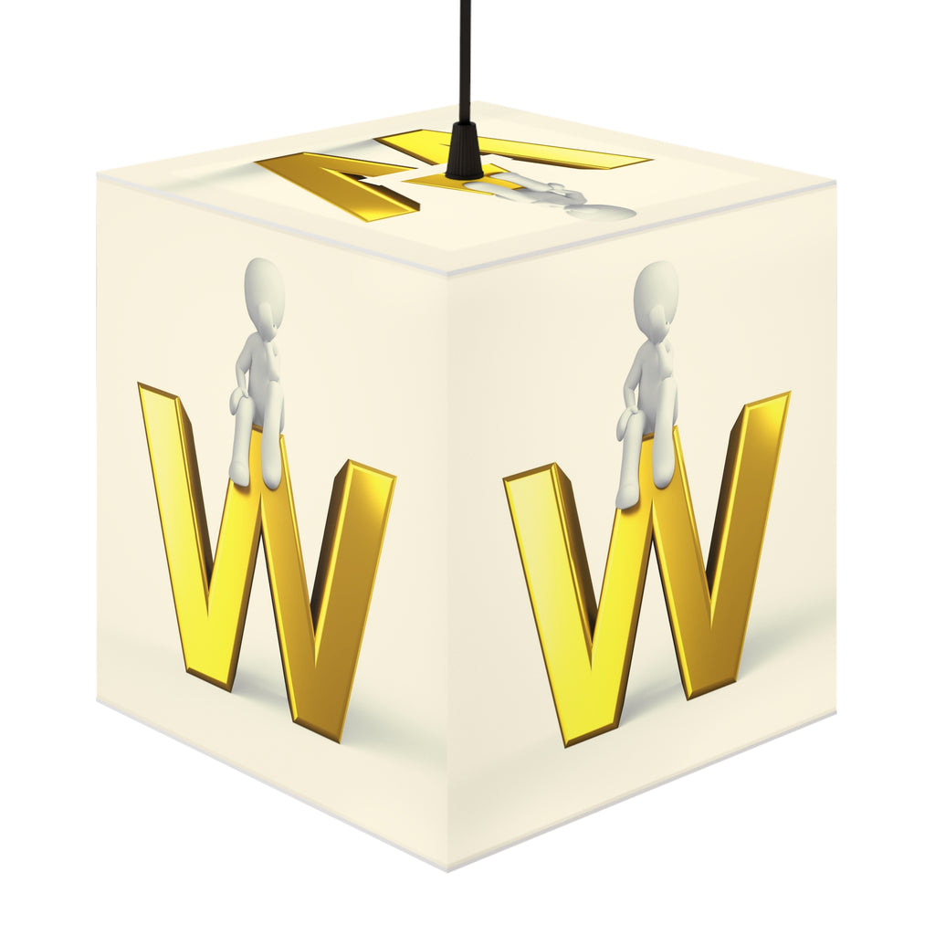 3D Gold Letter W Light Cube Lamp | Modern Alphabet Nightlight