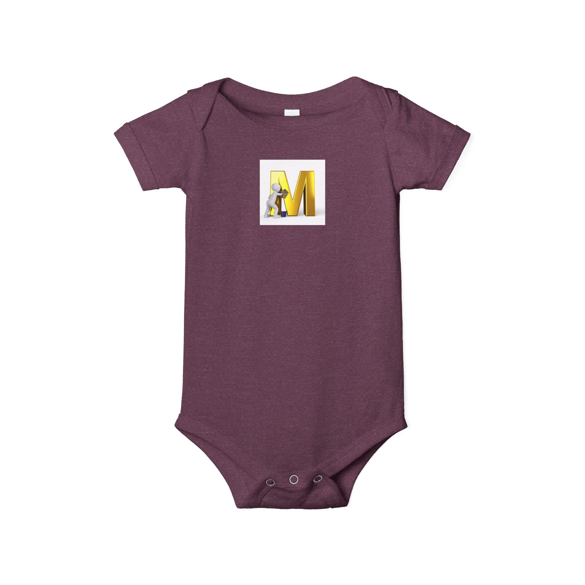 Lettre M jaune avec grenouillère souris | Body bébé initiales monogramme