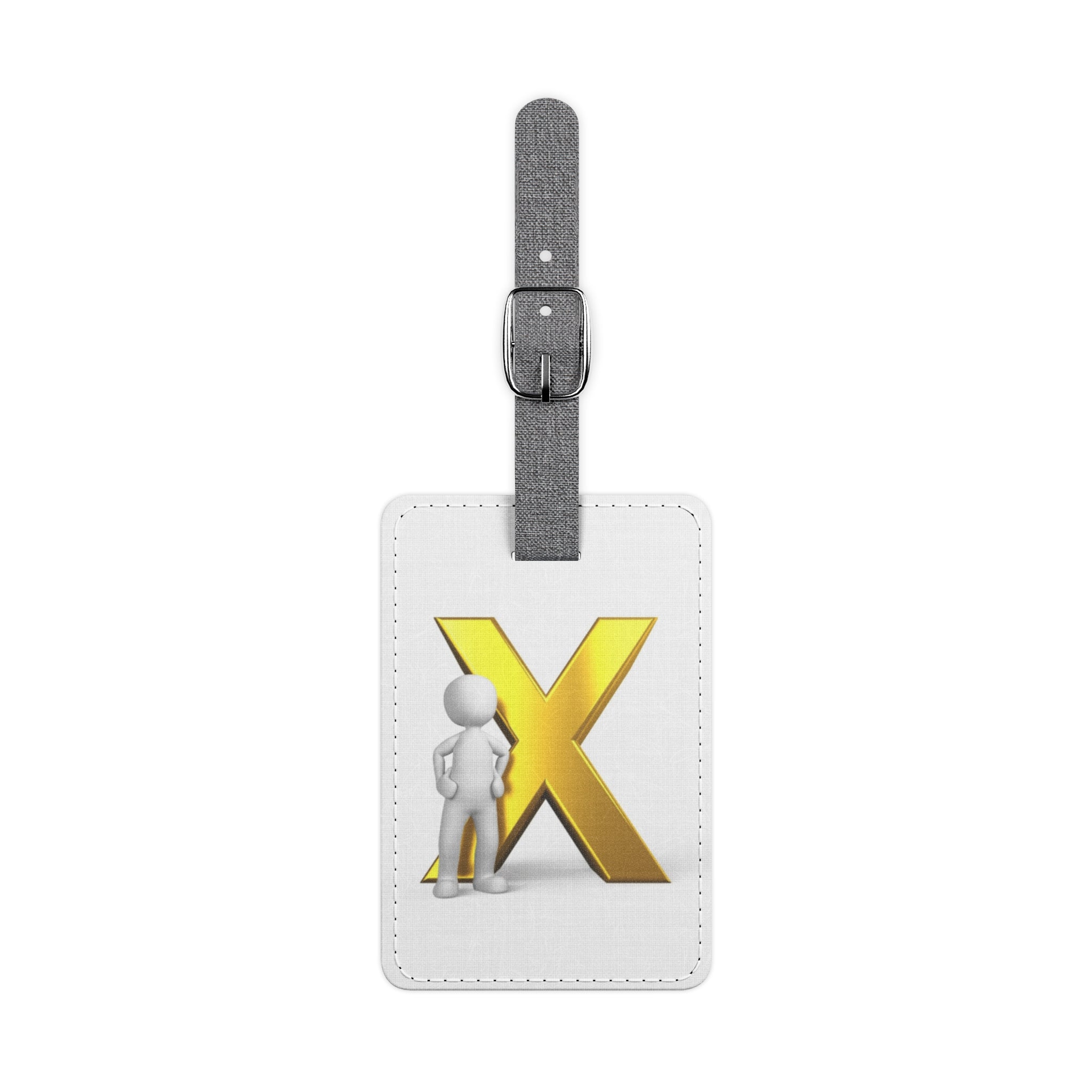 Gold X Monogram Luggage Tag | Rectangle Polyester