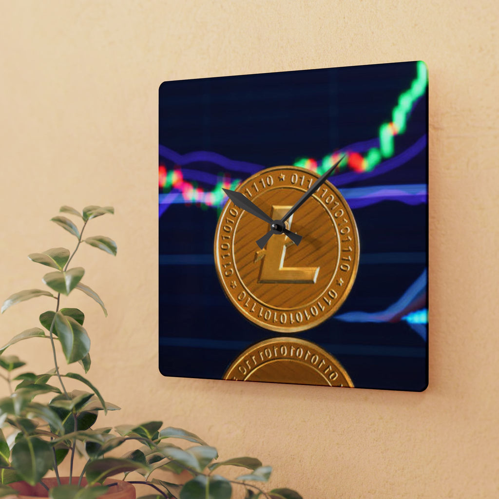 Litecoin Coin Crypto Wall Clock | Acrylic