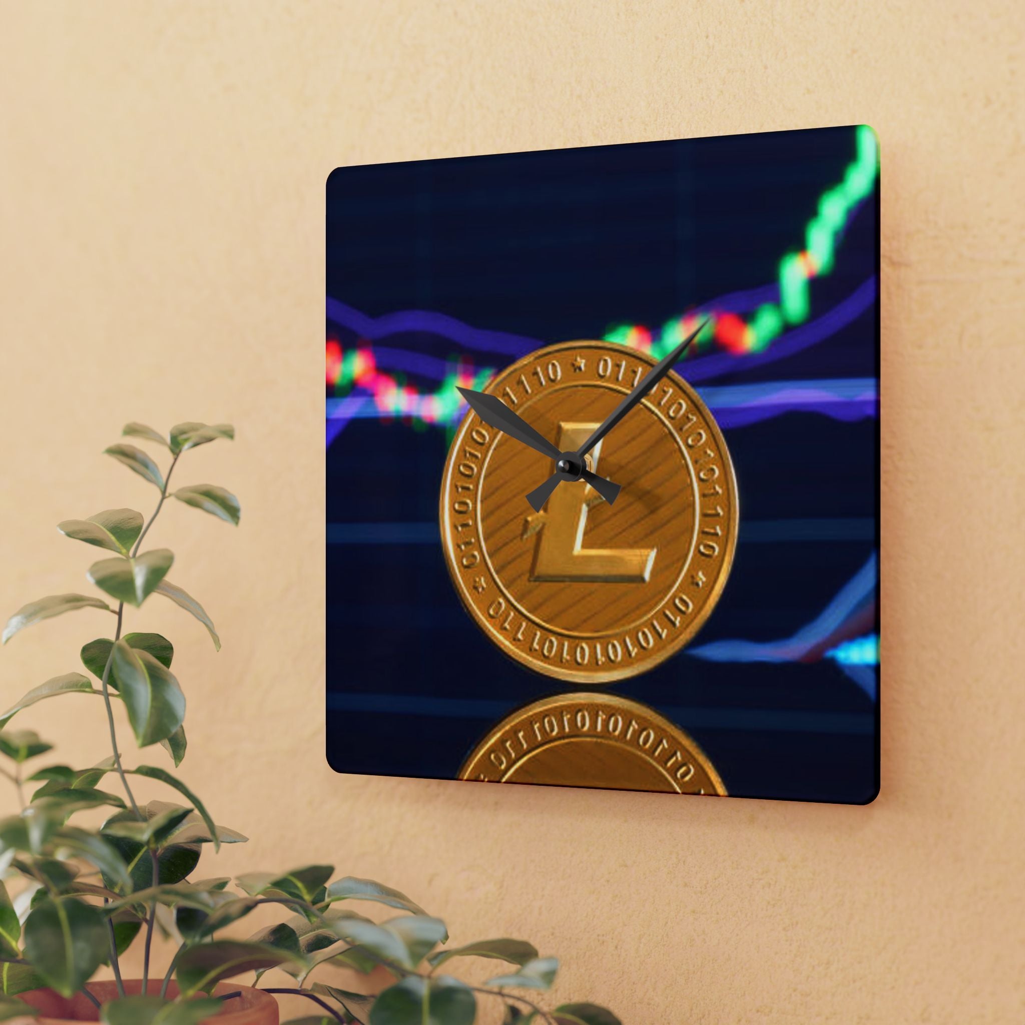 Litecoin Coin Crypto Wall Clock | Acrylic