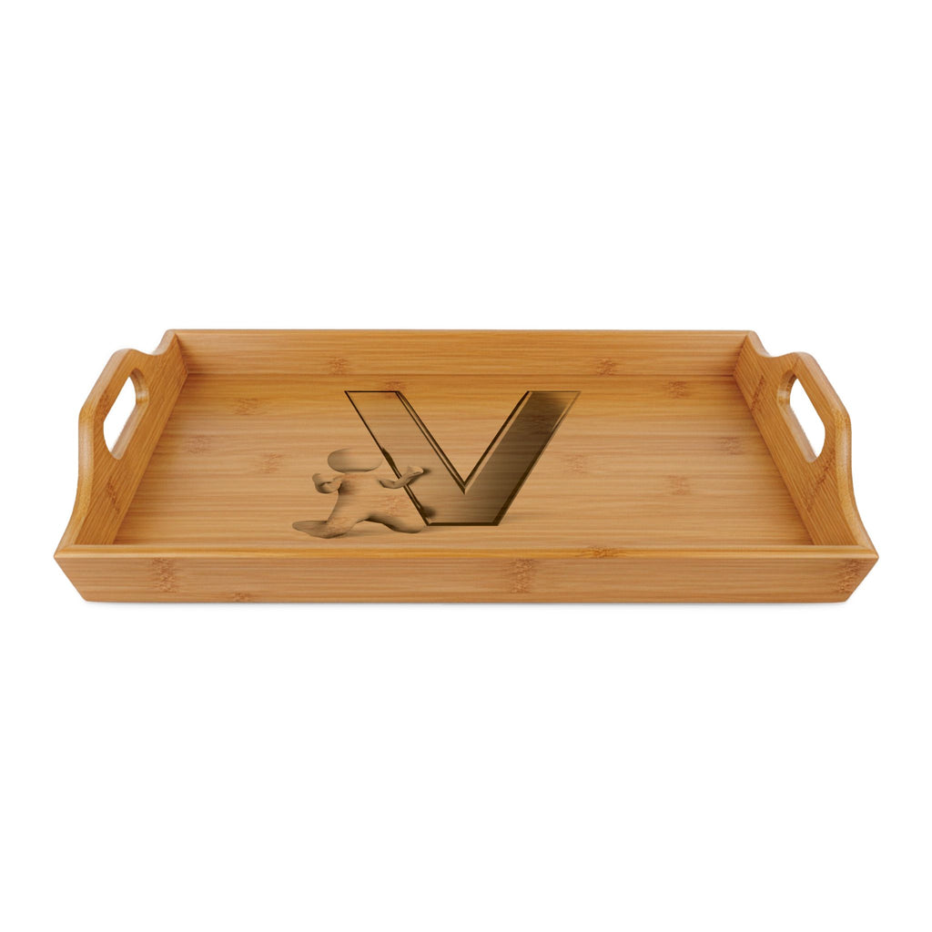 Letter V Monogram Bamboo Serving Tray | Engraved Initial Tray