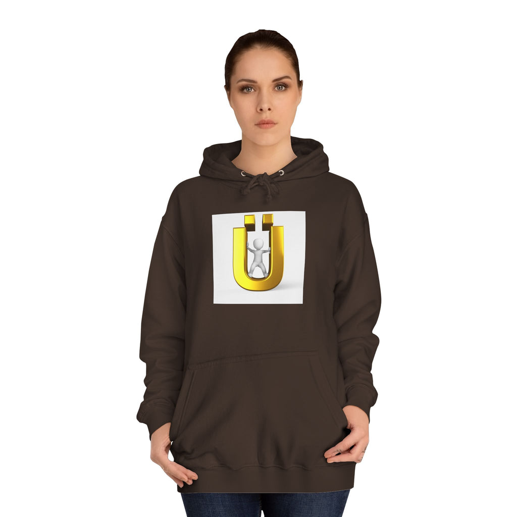 Gold Ü Letter Logo Hoodie | 3D Person Initial U Sweatshirt