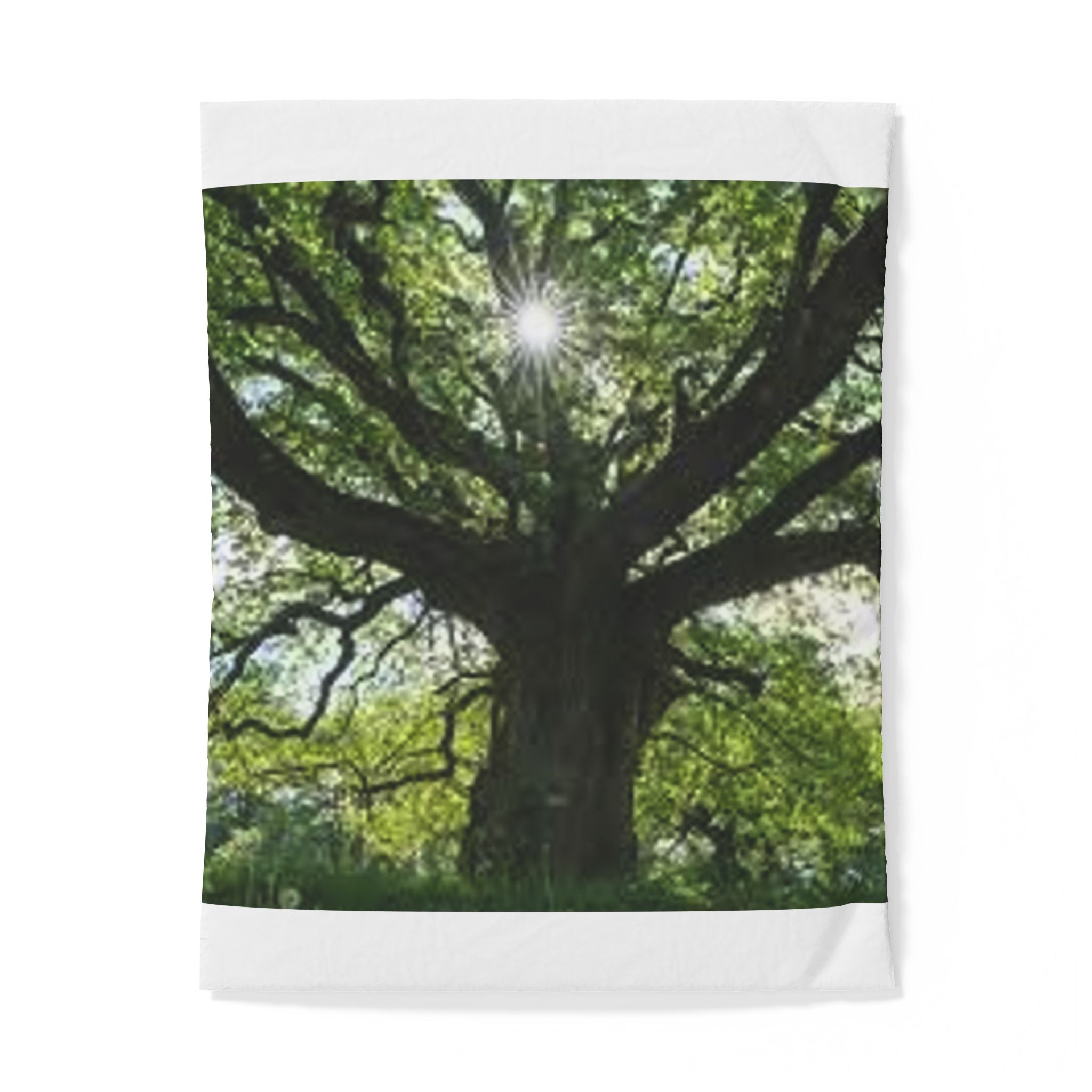 Sunlit Oak Tree Duvet Cover | Forest Canopy Nature Bedding