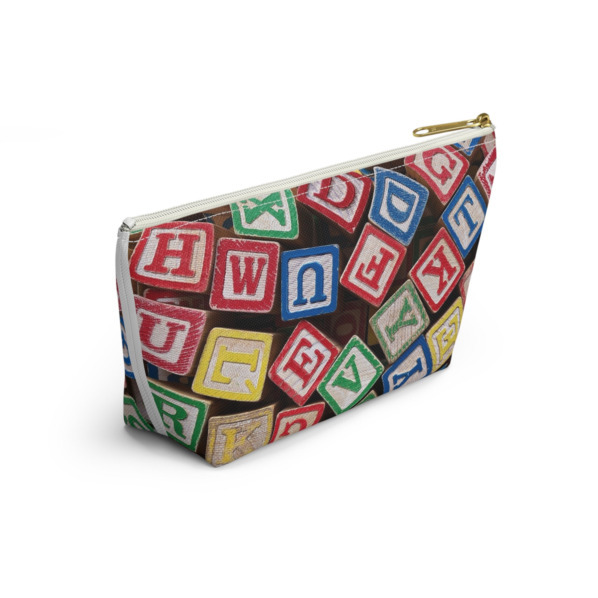 Scattered Wooden Alphabet Blocks Accessory Pouch