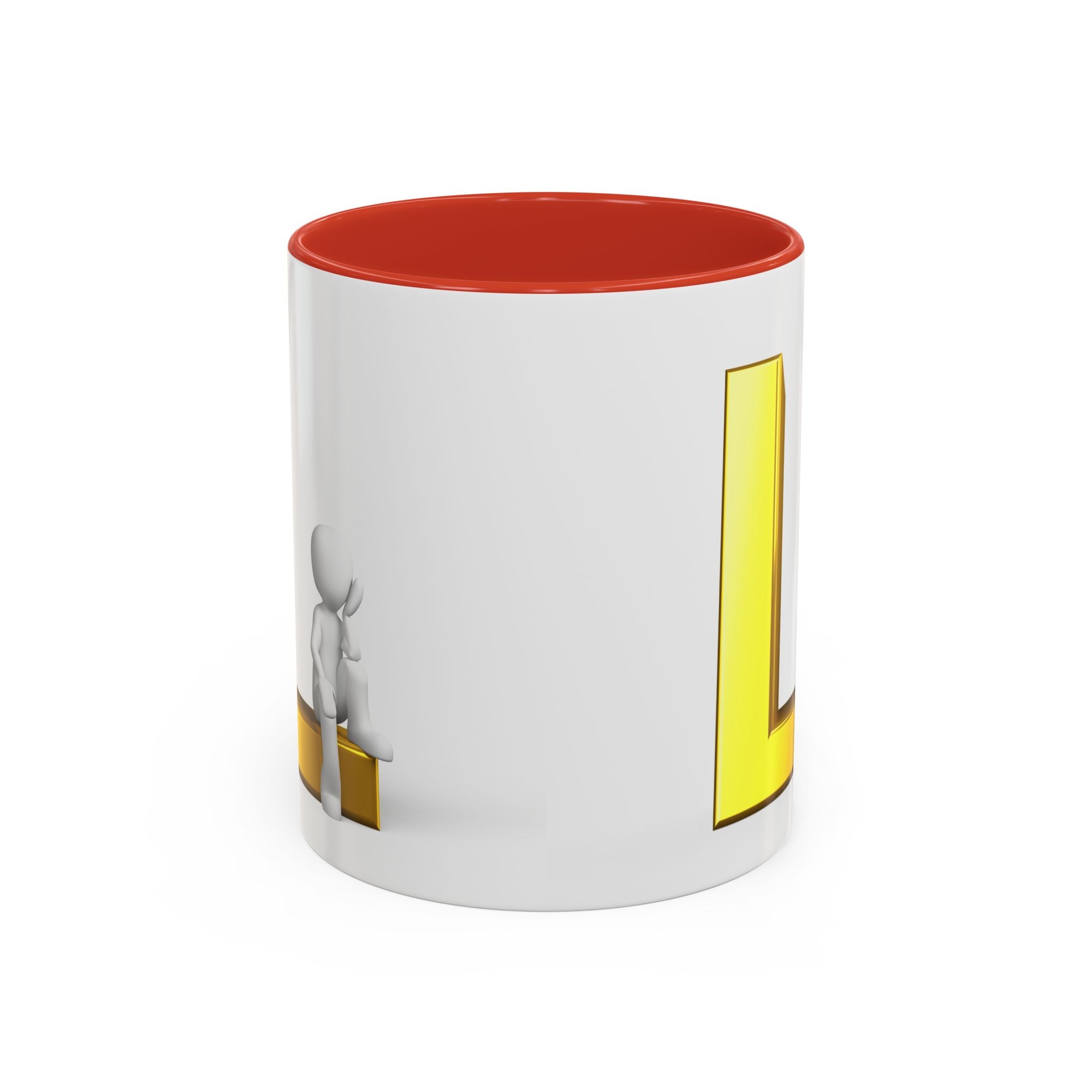 Mug 3D Personne assise sur la lettre L en Or | Mug à anse colorée 325ml 444ml