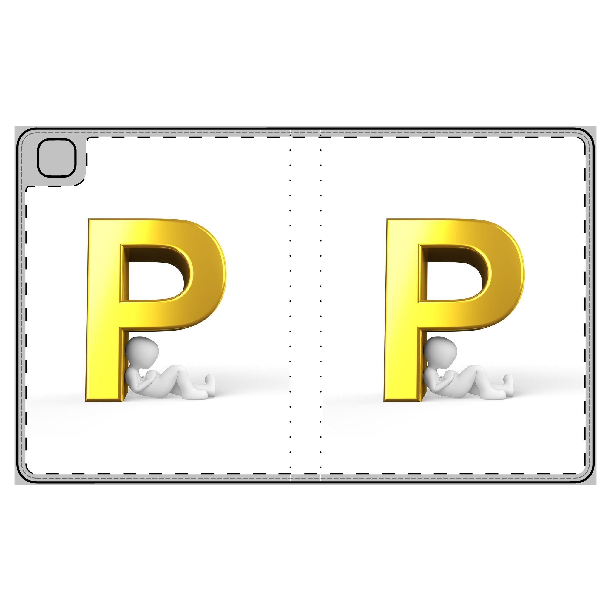 Gold Letter P Monogram Tablet Folio Case | Initial P Alphabet Design