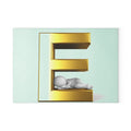 Gold 3D Letter E with Sleeping Figure Glass Cutting Board | Monogram Initial
