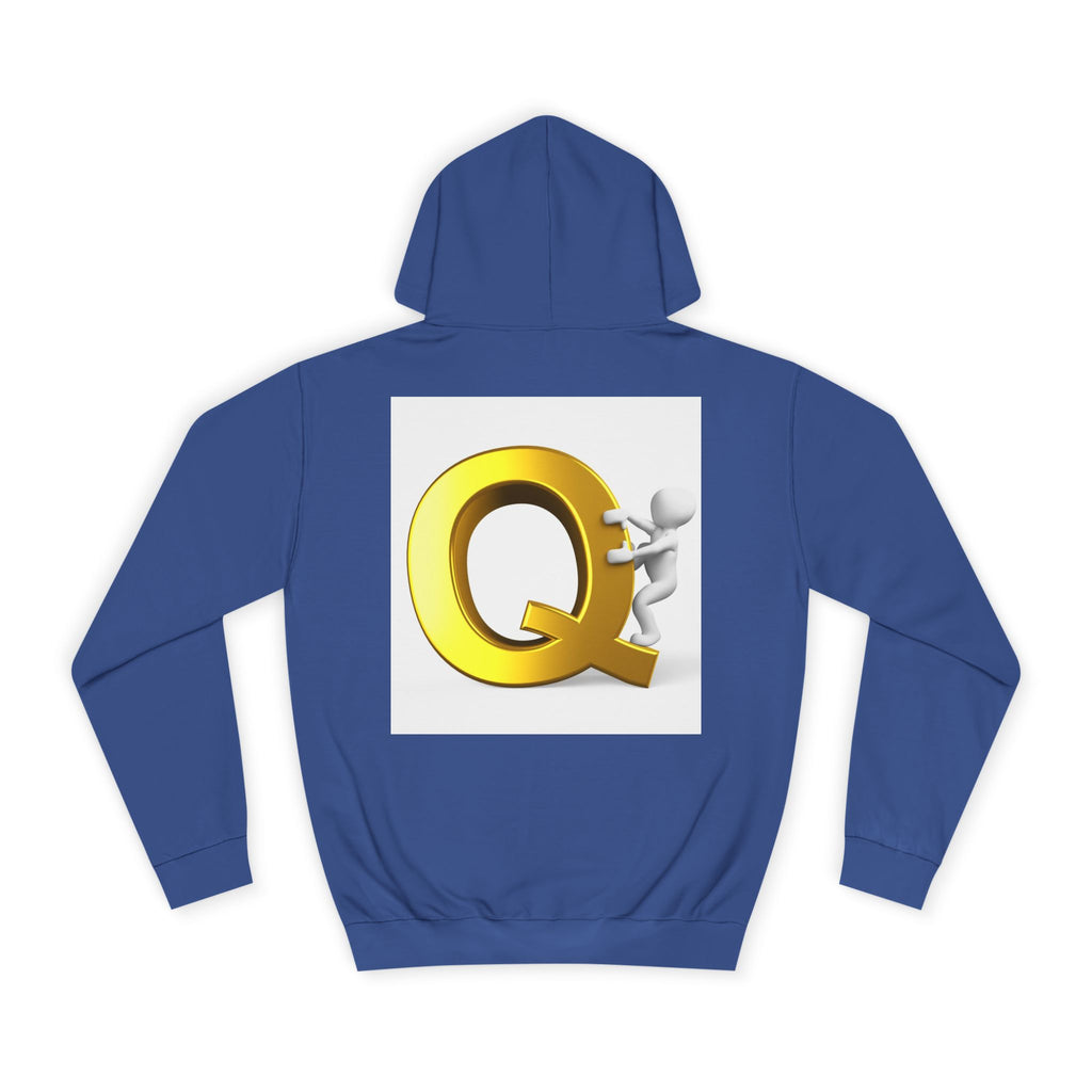Golden Q Letter Hoodie | 3D Character Climbing Initial Sweatshirt