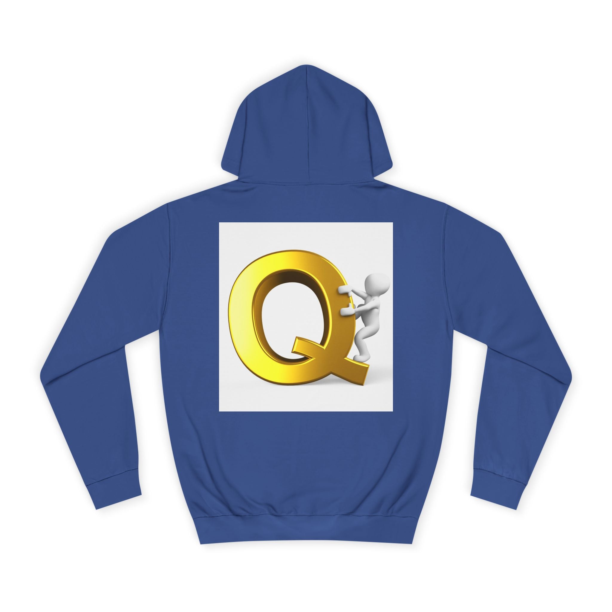 Golden Q Letter Hoodie | 3D Character Climbing Initial Sweatshirt