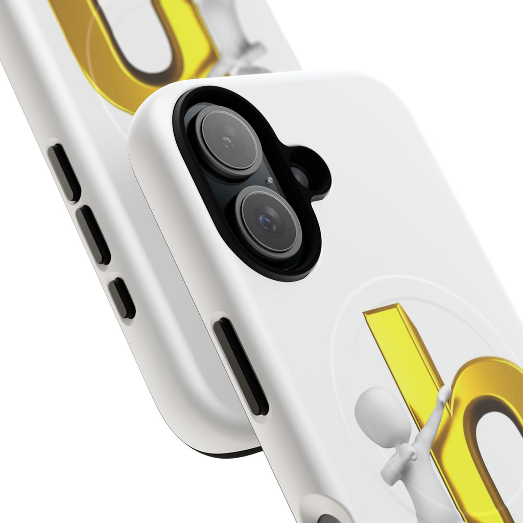3D Person Pushing Gold Letter h Phone Case | Tough Magnetic Case