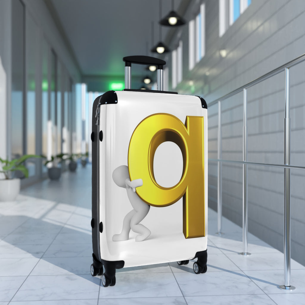 3D Gold Letter Q with Figure Suitcase | Personalized Luggage Cover