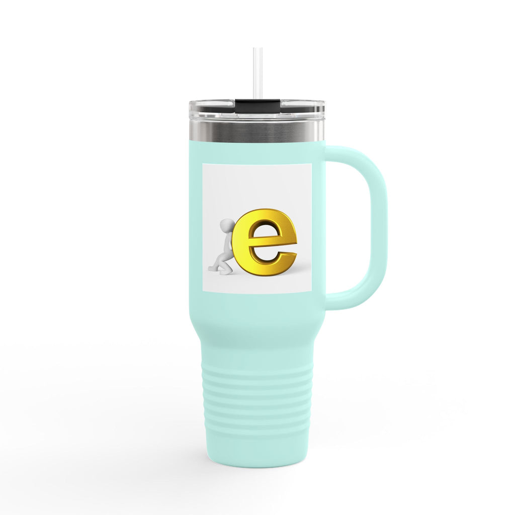 Yellow 3D Letter E Character Travel Mug | Insulated 40oz Tumbler