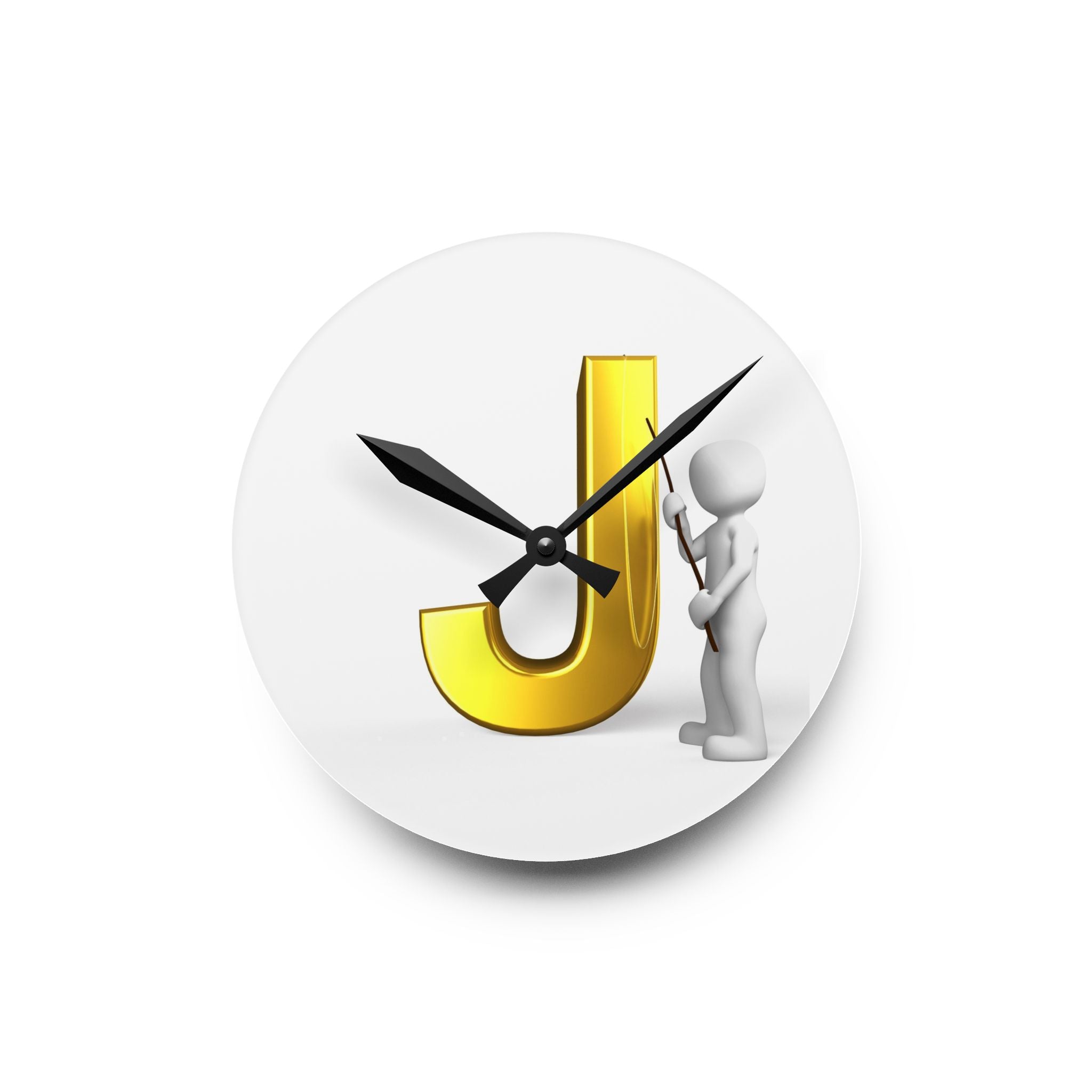 Gold Letter J Monogram Acrylic Wall Clock | Initial J Home Decor