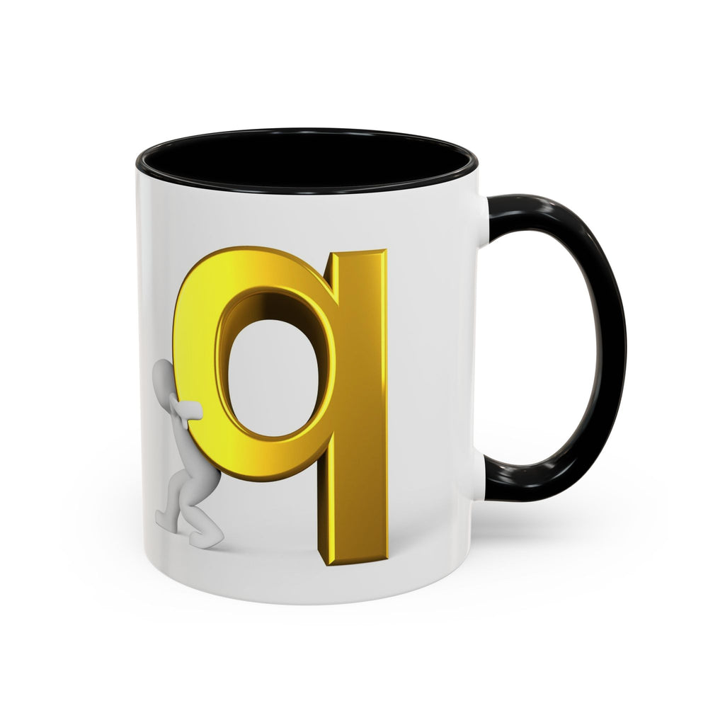 Gold Letter Q Push Character Mug | Accent Coffee Mug 11oz 15oz
