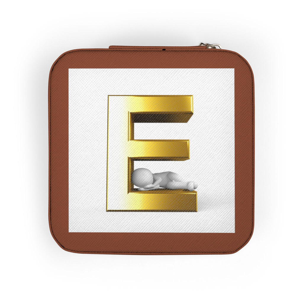 Monogram E Jewelry Travel Case | Compact Portable Trinket Organizer