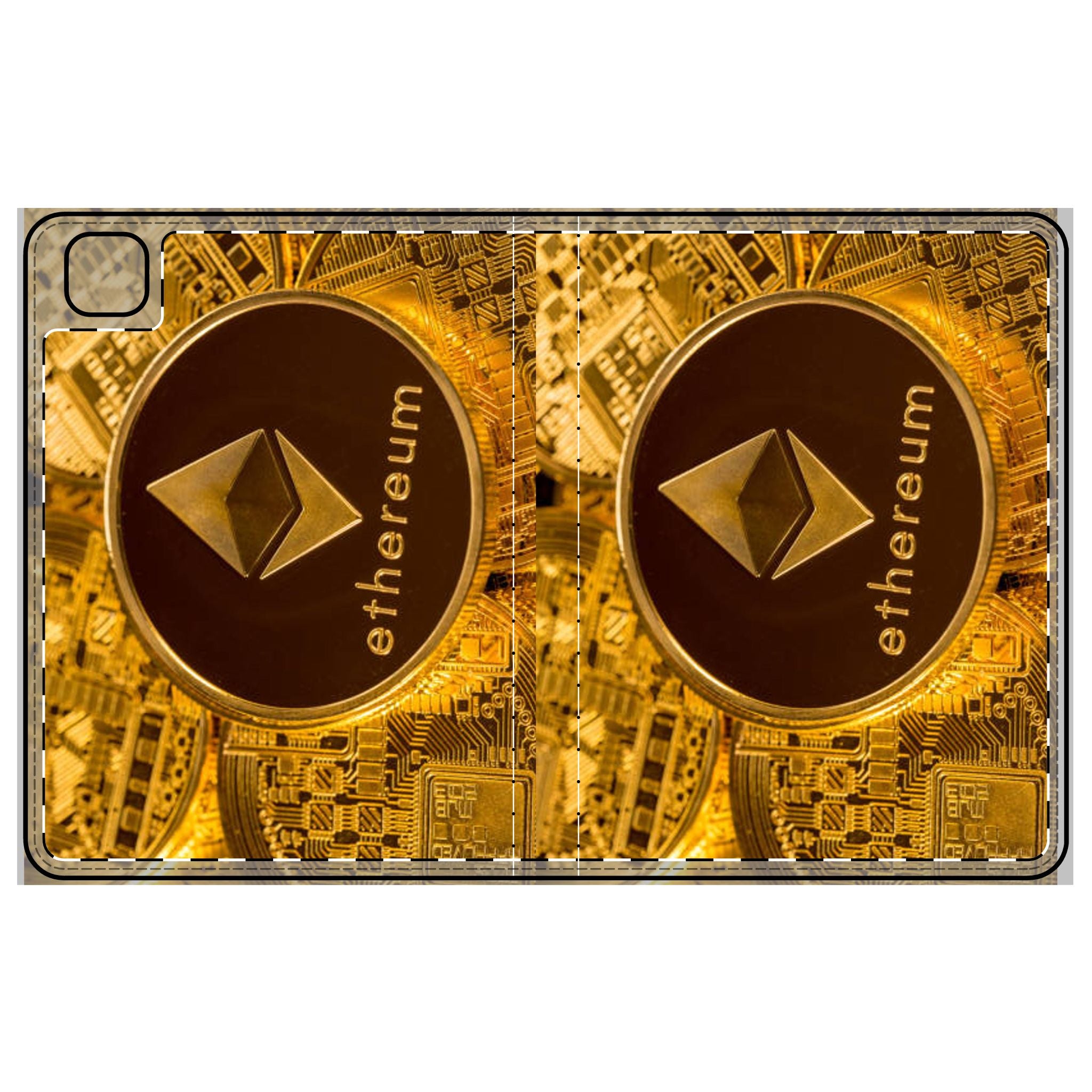 Étui Folio pour Tablette Crypto Ethereum | Design Blockchain Or