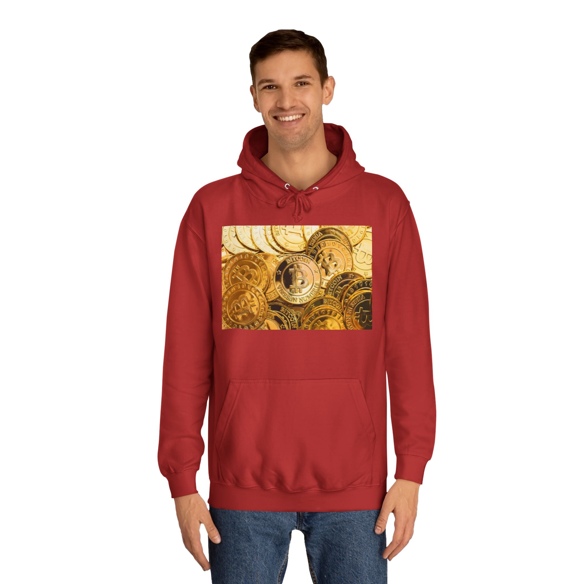 Golden Bitcoin Coins Hoodie | Crypto Cryptocurrency Crypto Art, Digital Currency Apparel
