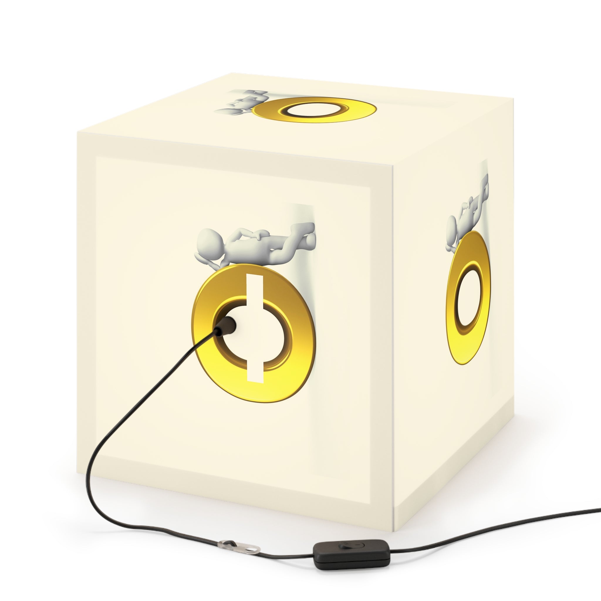 Golden Letter O Illustration Light Cube Lamp | Minimal Modern Nightlight