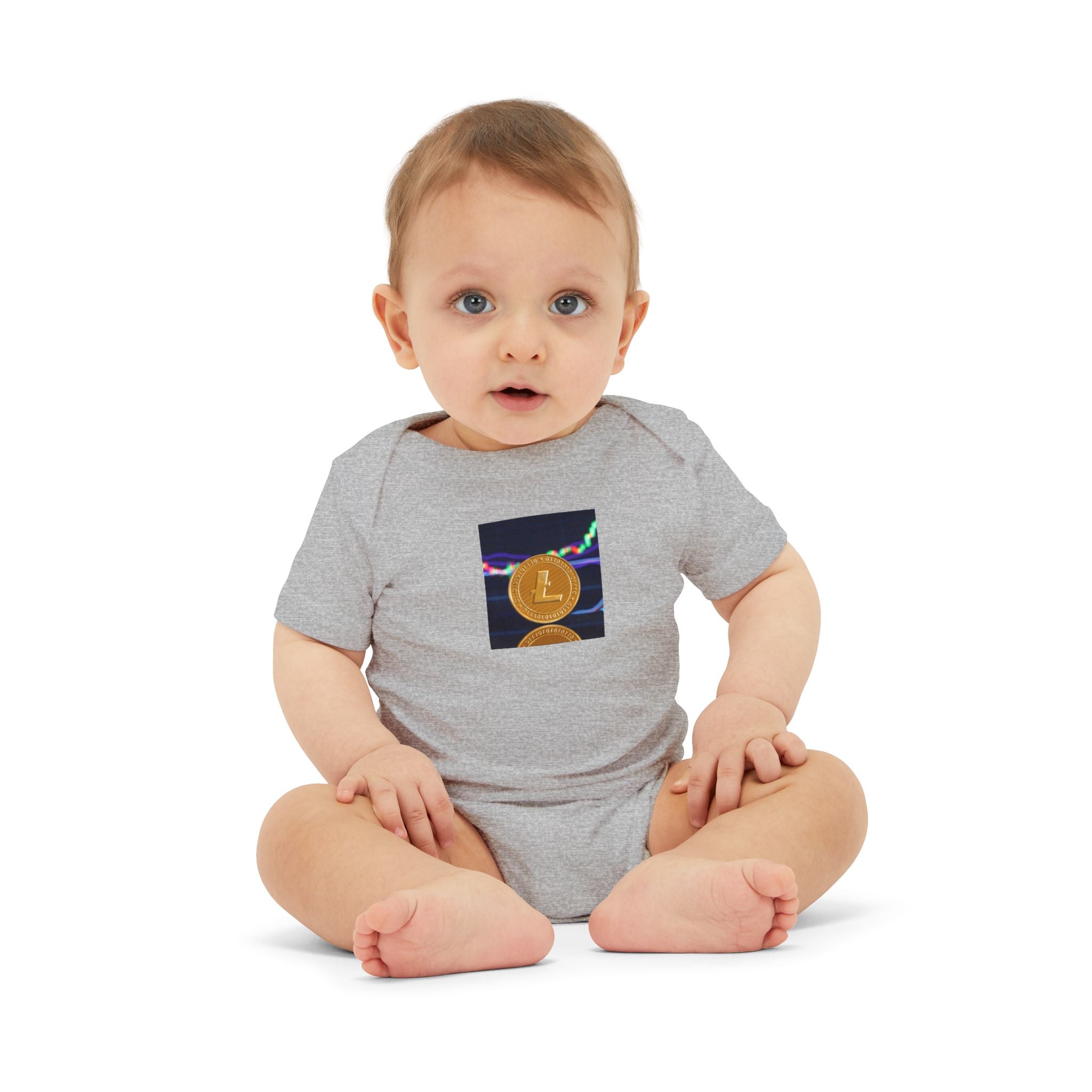 Litecoin Coin Graphic Infant Onesie | Cryptocurrency Baby Bodysuit