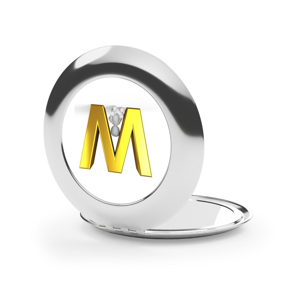 Gold 3D Letter W Compact Travel Mirror | Initial W Pocket Mirror