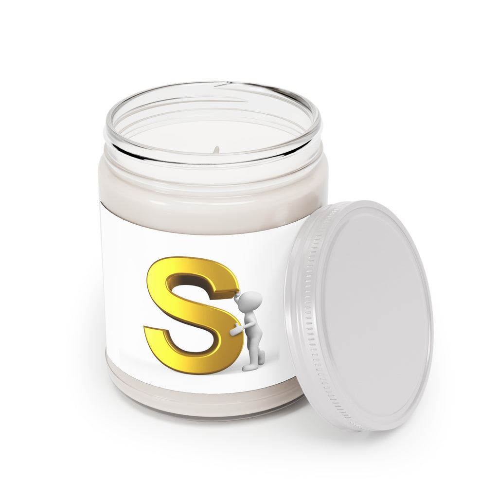 Gold Letter S Monogram Candle Soy Candle | 9oz Jar with White Lid