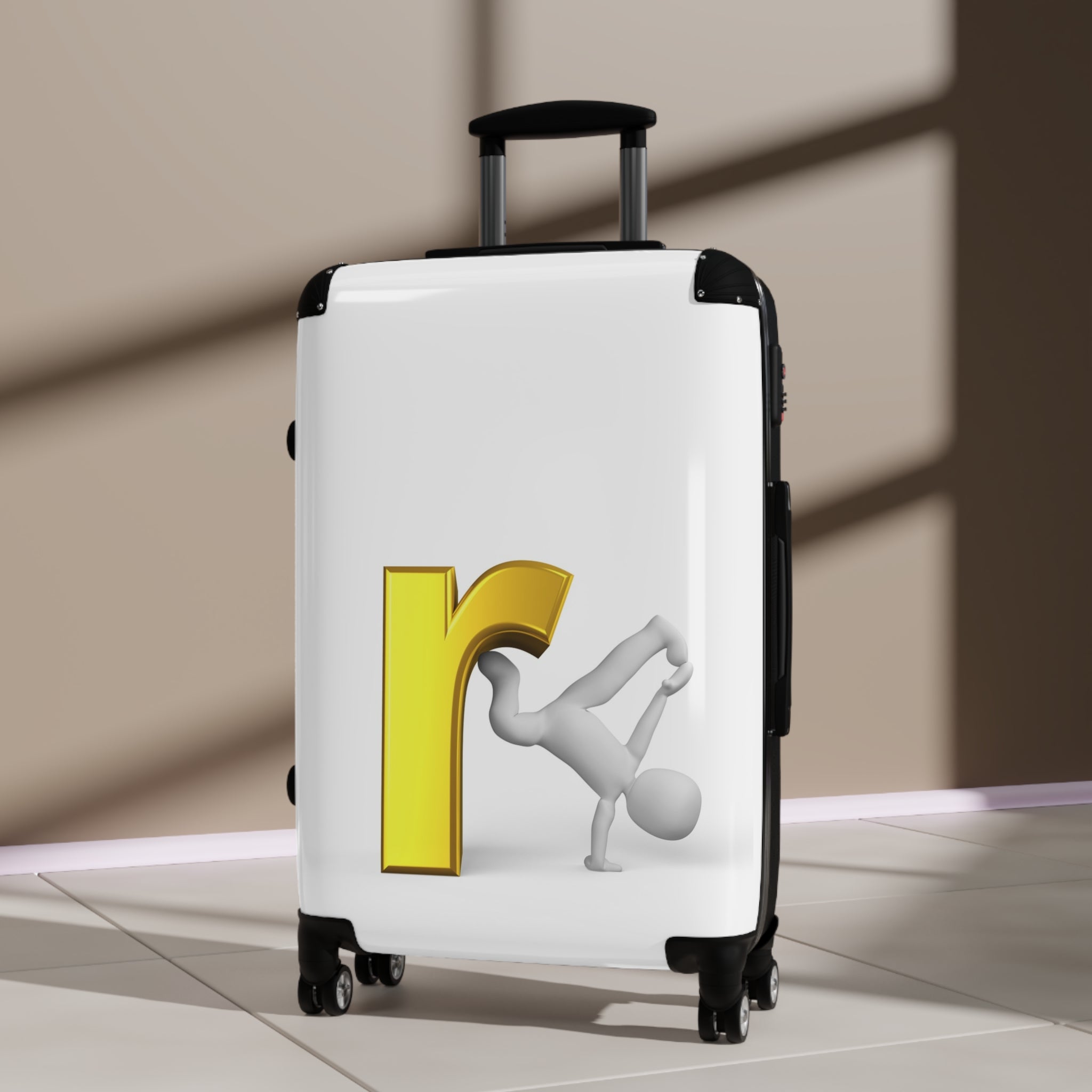 Yellow Letter R Breakdance Character Suitcase | Personalized Luggage Cover