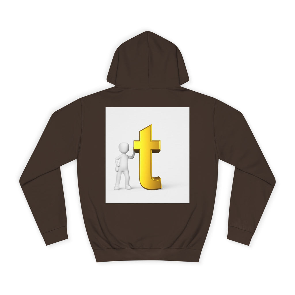 3D Gold Letter T Hoodie | Minimal Letterman Initial Sweatshirt