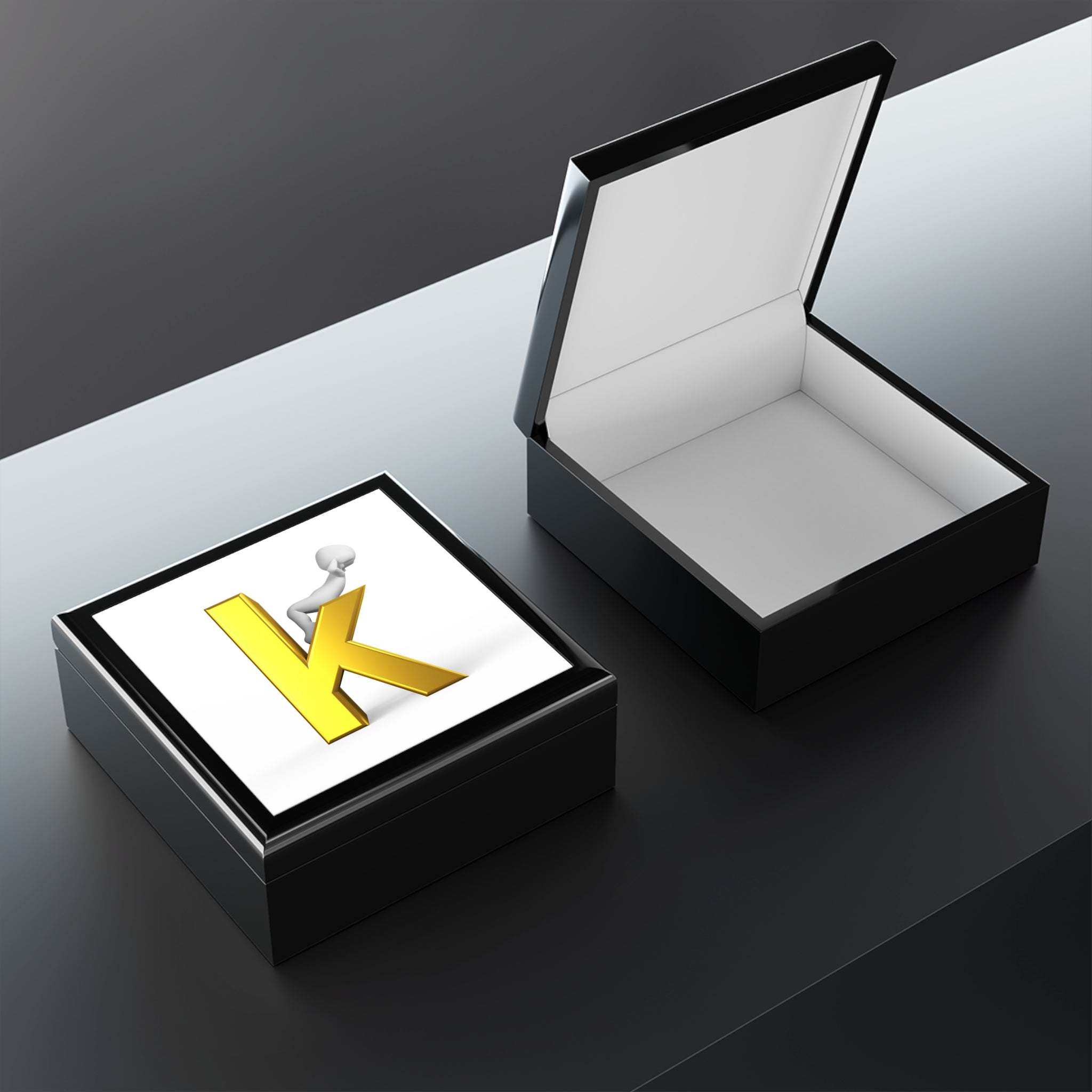 Gold Letter K Monogram Jewelry Box | Personalized Initial Keepsake