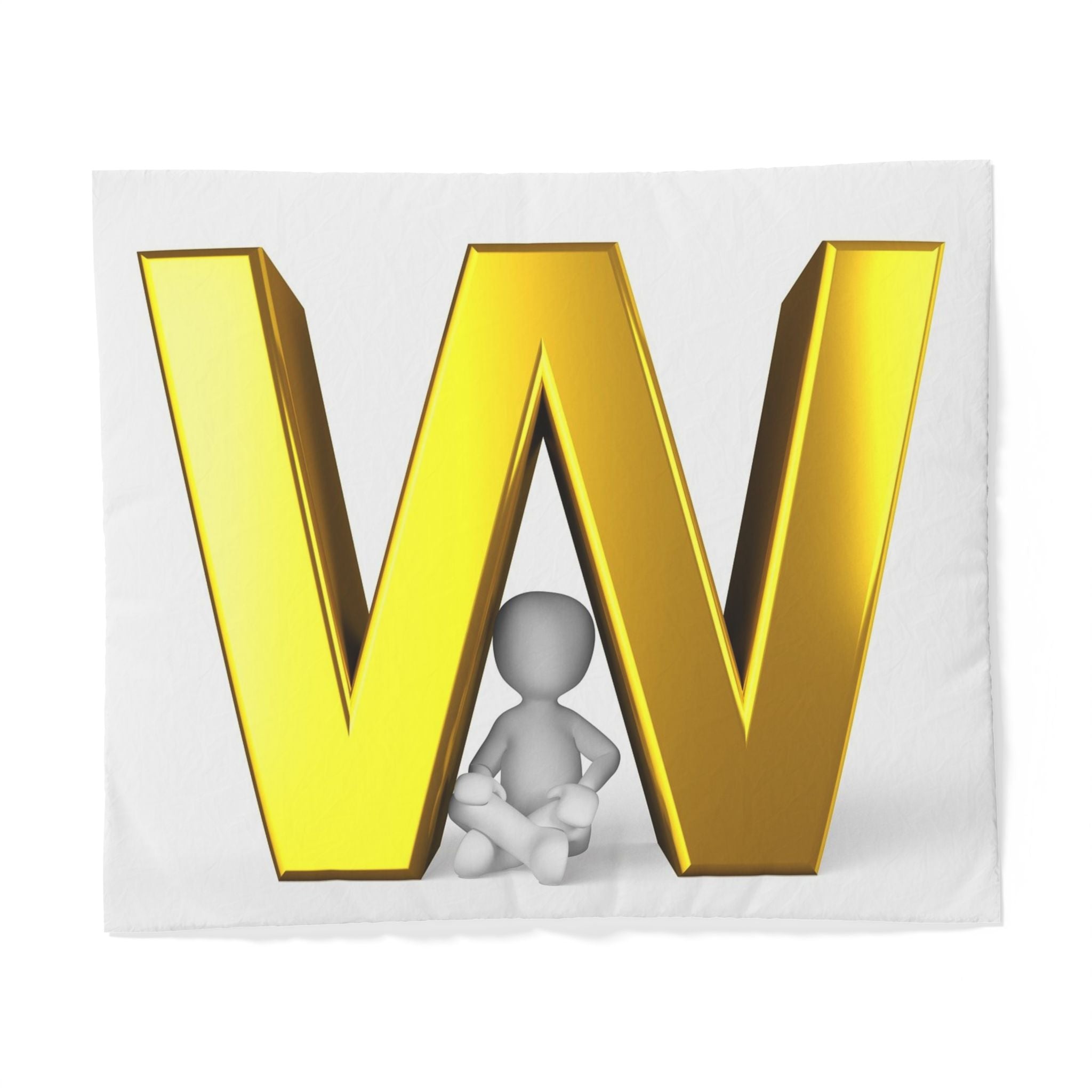 Gold Letter W Initial Duvet Cover | Monogram Bedding