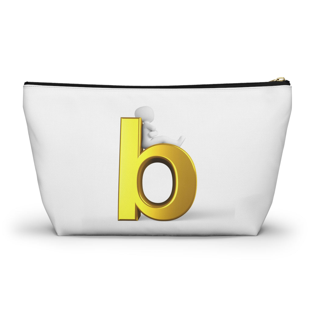 Gold Letter B Monogram Accessory Pouch | Initial Cosmetic Bag
