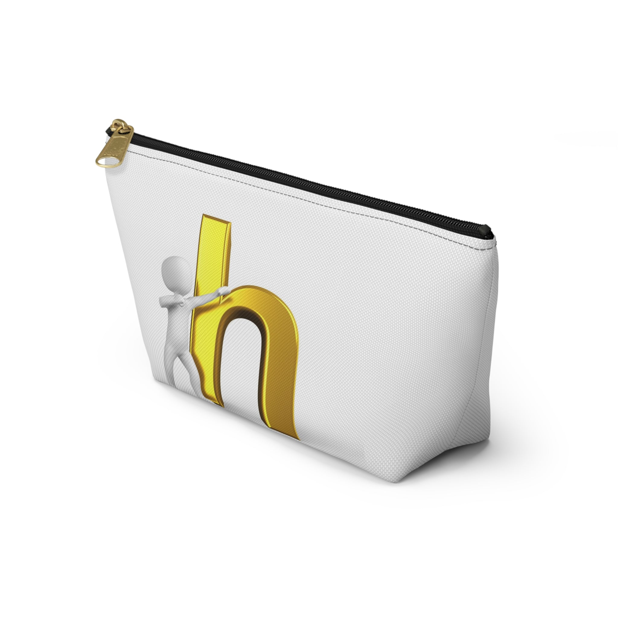 3D Person Pushing Gold Letter H Accessory Pouch