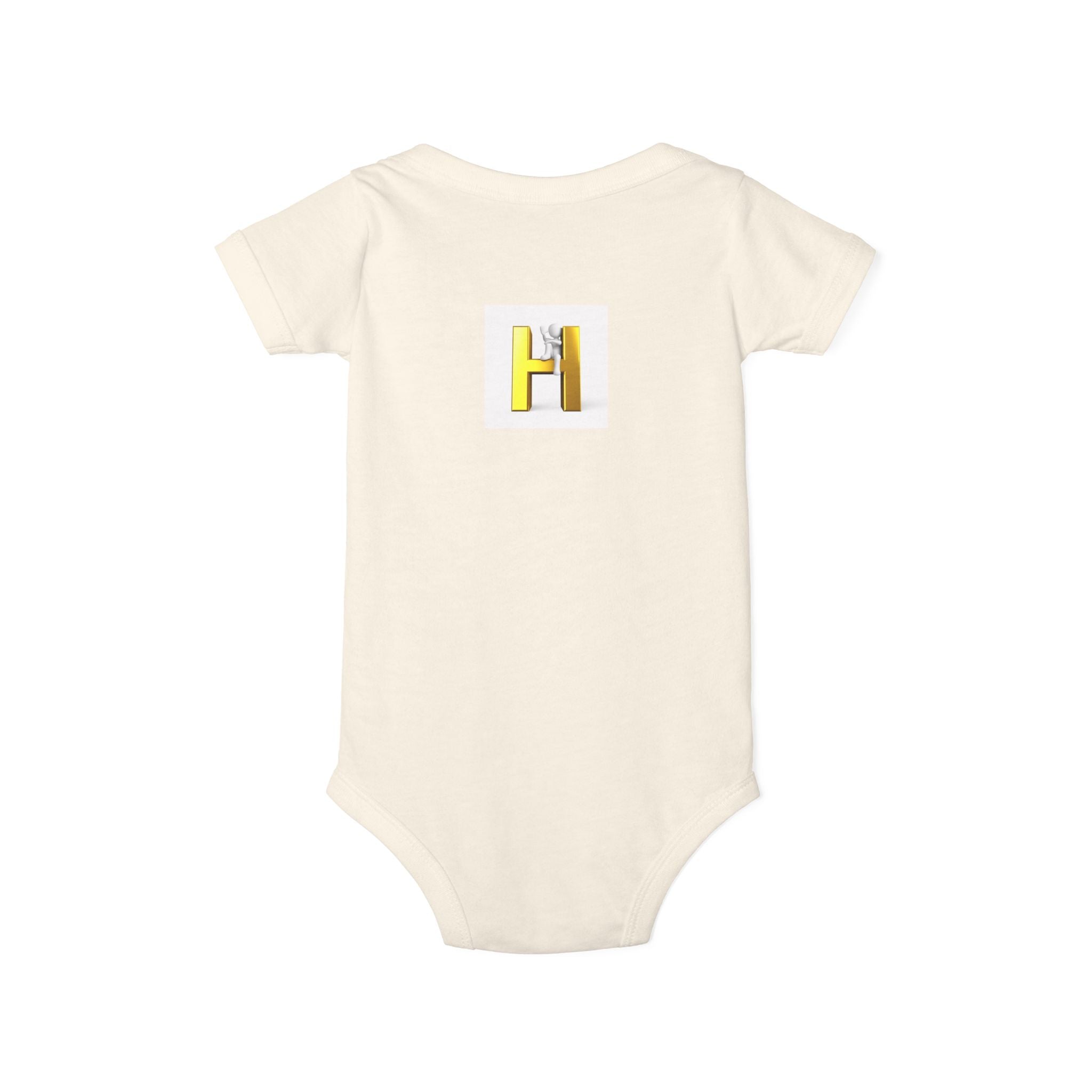Yellow Letter H Initial Infant Onesie | Baby Monogram Bodysuit