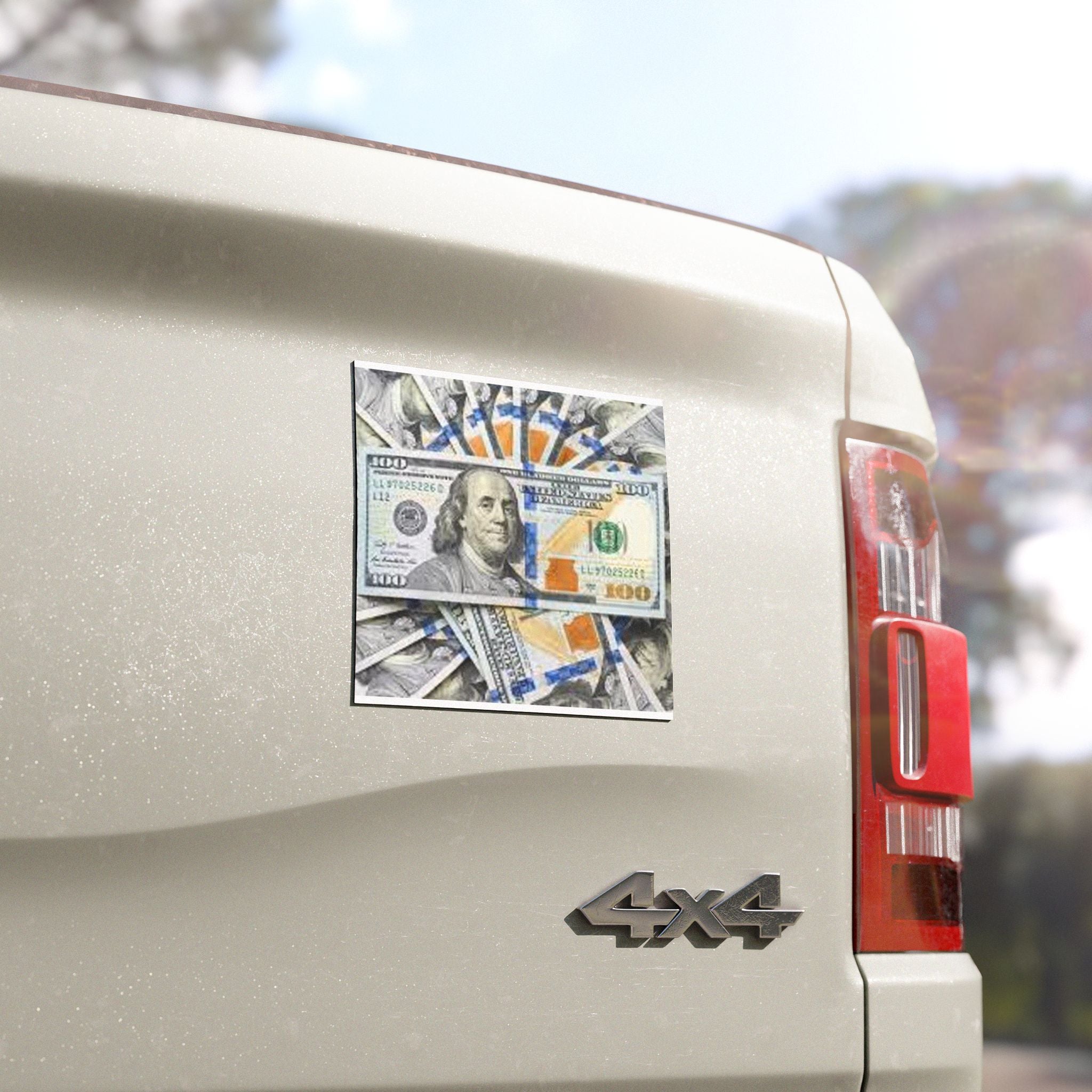 Hundred Dollar Bill Money Stack Car Magnet | Cash Design Magnetic Sticker