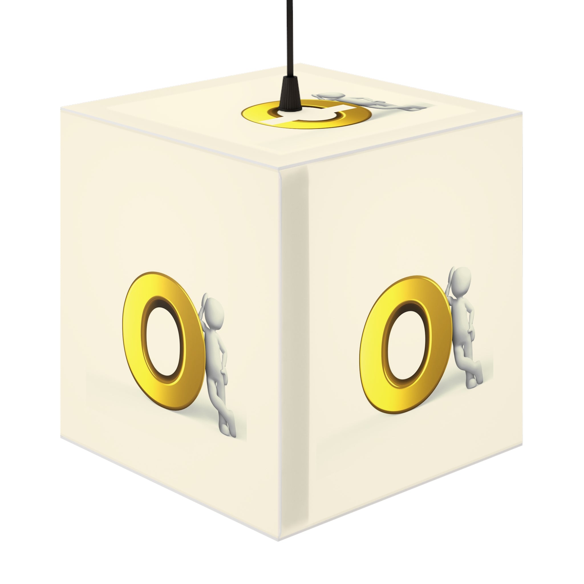 Golden Letter O Illustration Light Cube Lamp | Minimal Modern Nightlight