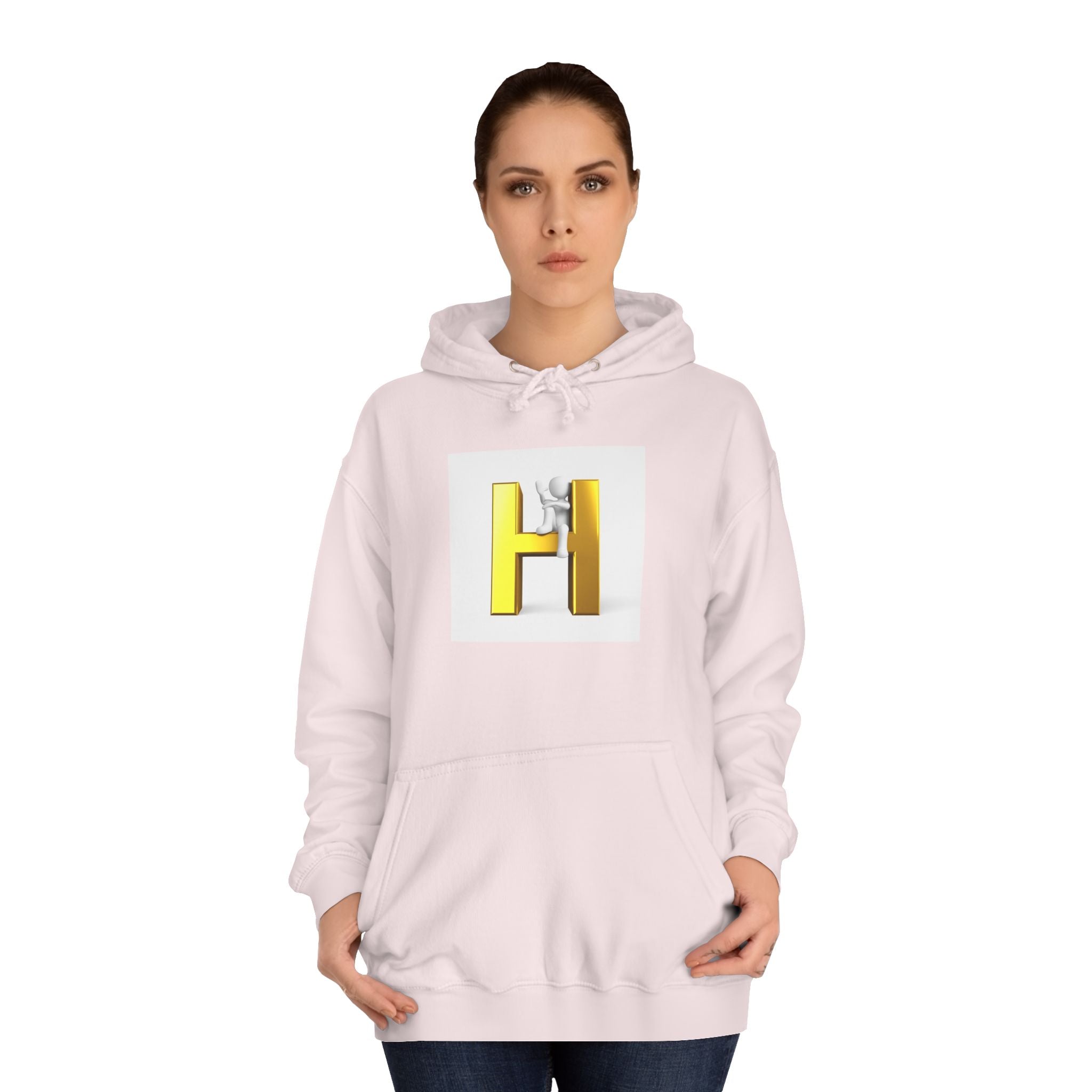 Gold 3D Letter H Hoodie | Monogram Initial Sweatshirt