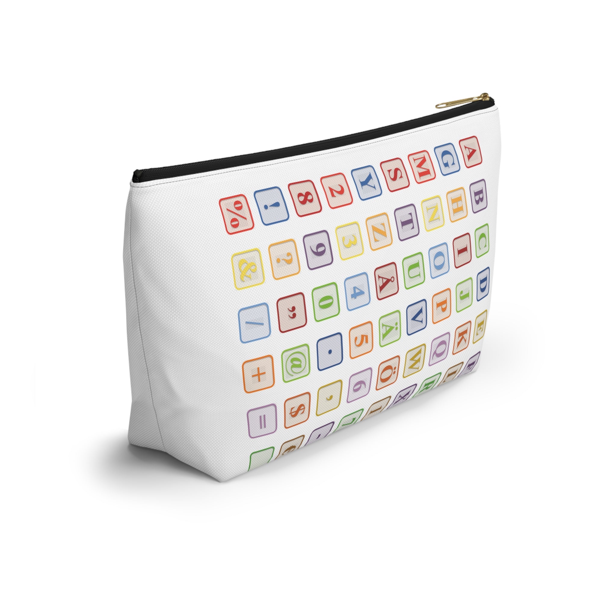 Alphabet Blocks Pattern Accessory Pouch | Letter Tile Makeup Bag