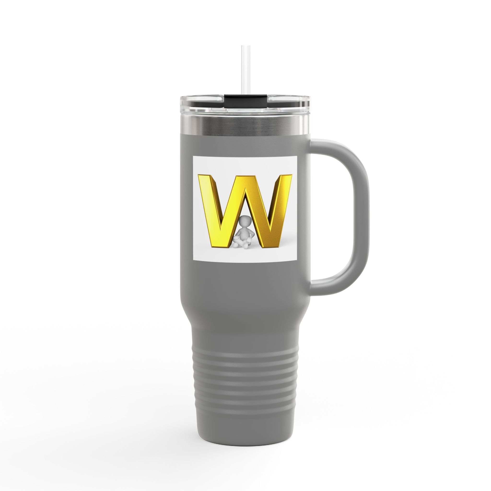 Gold 3D Letter W insulated travel mug 40oz | Monogram Initial Tumbler