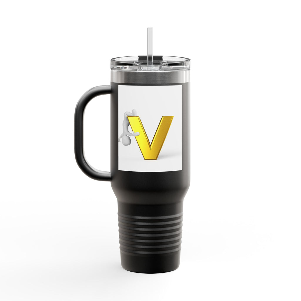 Gold Letter V Monogram Travel Mug | 40oz Insulated Tumbler