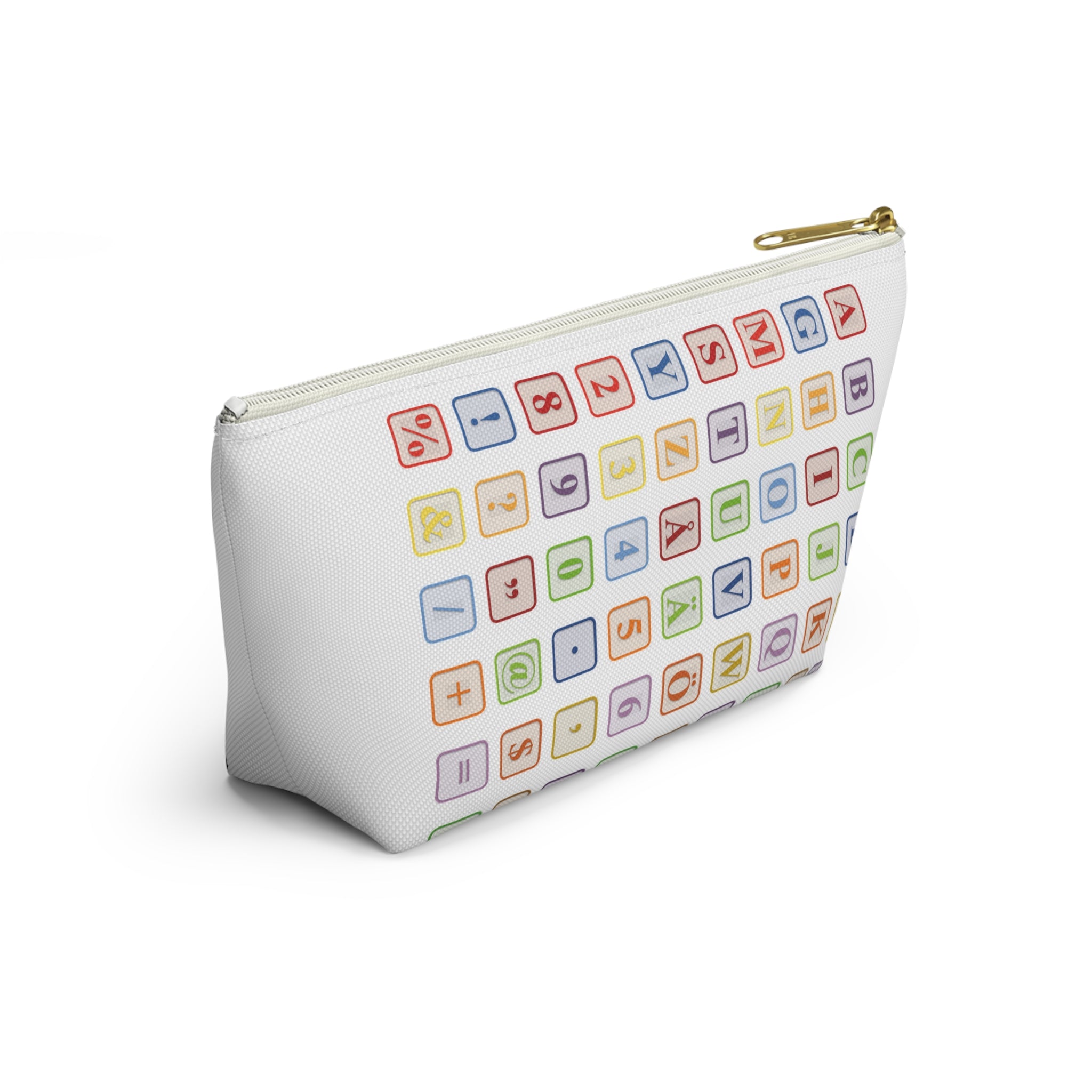 Alphabet Blocks Pattern Accessory Pouch | Letter Tile Makeup Bag