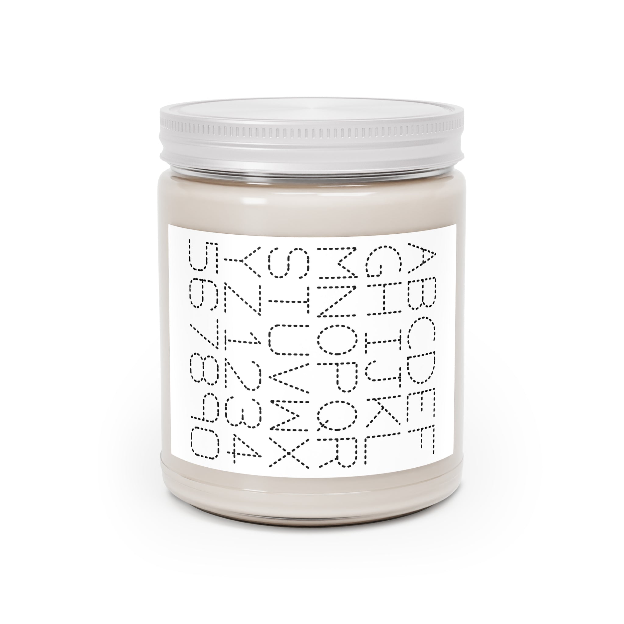 Bougie Alphabet à Motifs à Pois | Bougie Jarre de Soja 9oz avec Couvercle Blanc
