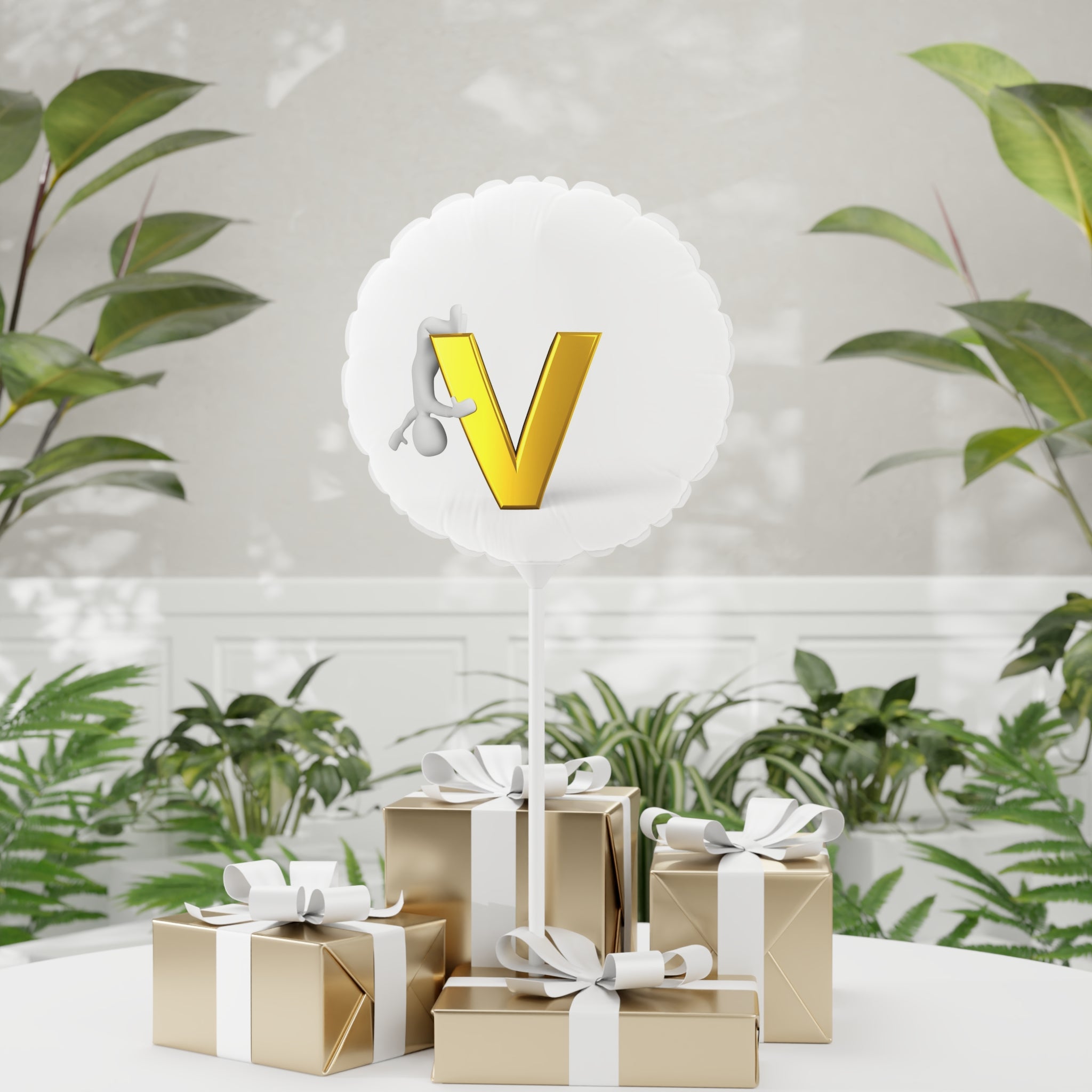 Gold Letter V Balloon 11" Round or Heart-shaped Foil Balloon