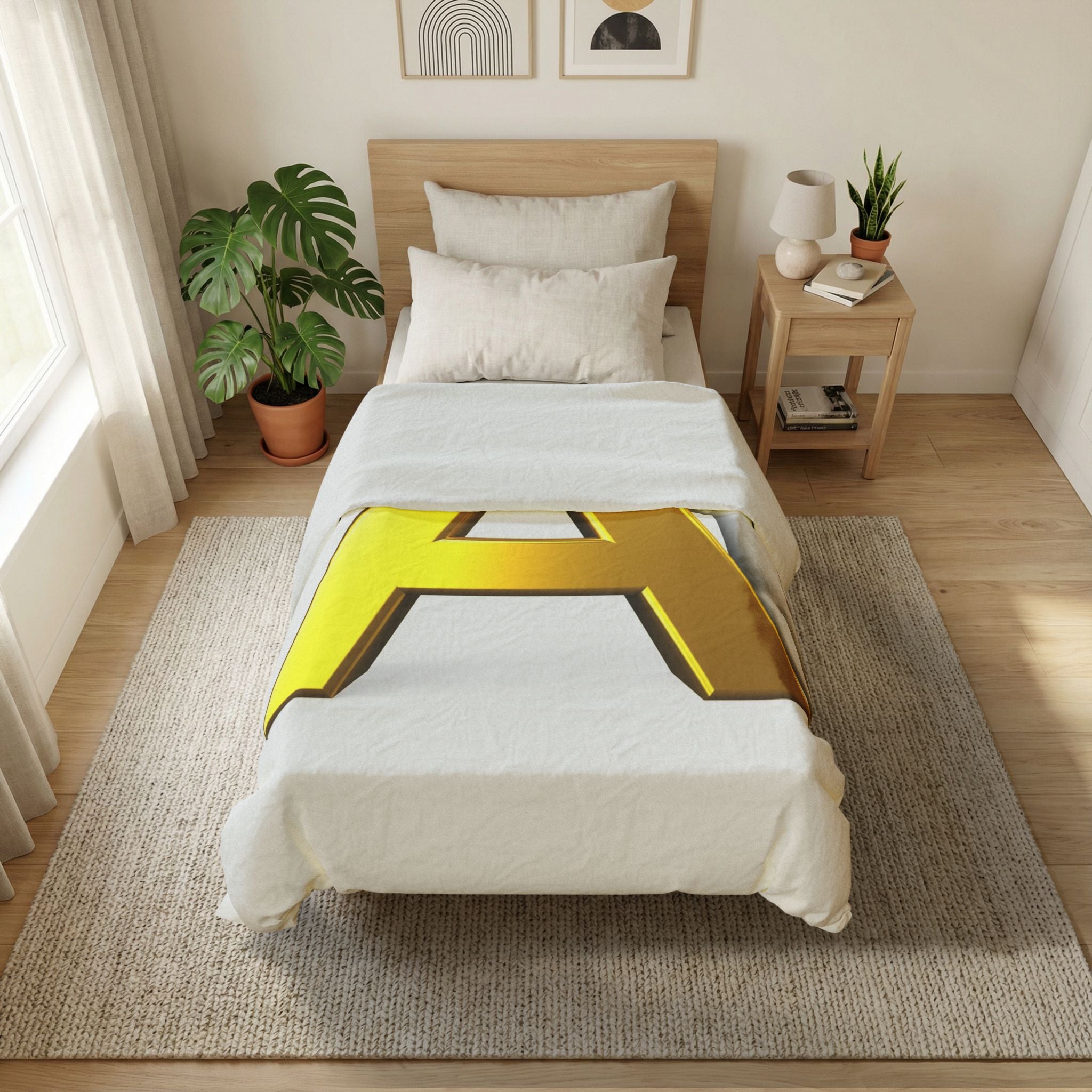 Gold Letter A Initial Cotton Duvet Cover | Monogram Bedding